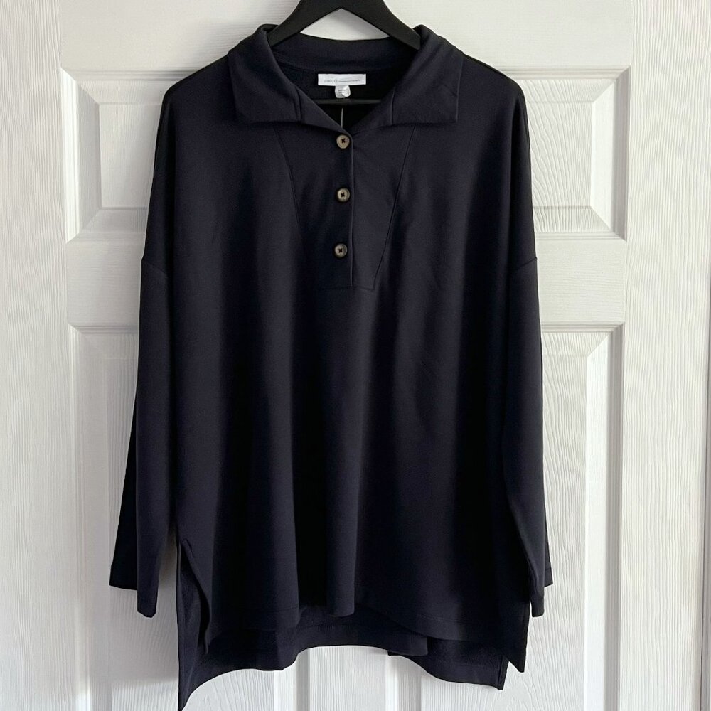 Pure Jill J.Jill tranquility fleece three button collar long sleeve top XL NWT